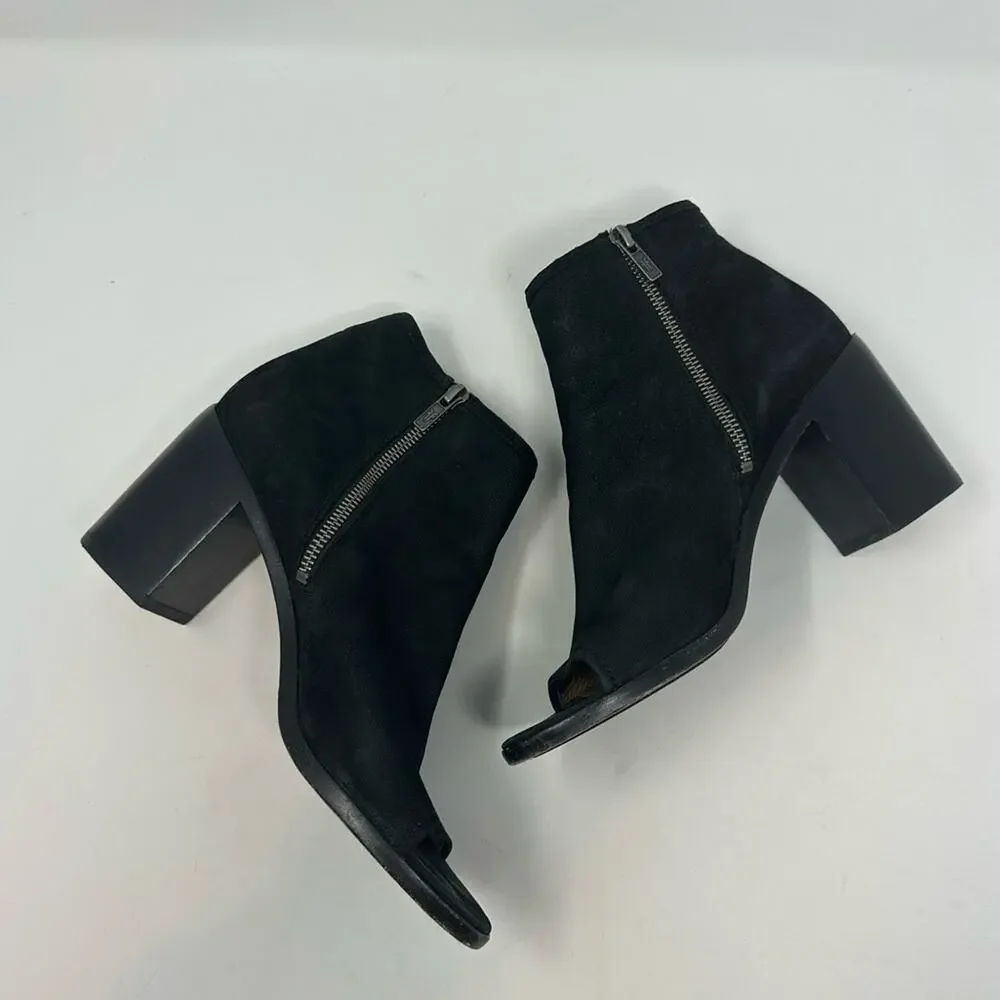 Frye Danica Chelsea Peep Toe Boot - Black Leather Heeled Size 9 Womens Shoes